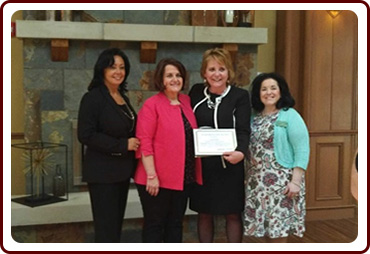 From left:  Lynn Biot Gordon, COO of the NCCDP, Hope Moon, Dean of Health and Wellness Sciences, Lorain County Community College, Jennifer Krupa, NCCDP’s Educator of the Year, and Sandra Stimson, CEO of the NCCDP